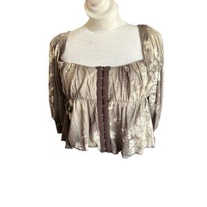 Urban Outfitters Brown Ruched Crop Blouse